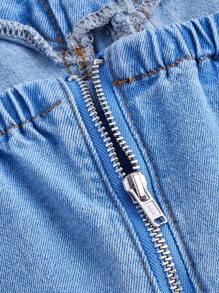 SHEIN MOD Solid Bustier Denim Cami Dress - Medium Wash - View 3