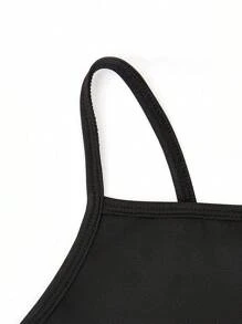 Easithlete 口号图案吊带连体衣健身套装