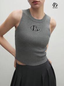 BizChic 女士流行修身款開肩無袖垂直空心針織上衣 - 灰色 - 查看 6