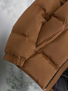 RueChic Men Fleece Lined Regular Puffer Coat - Brown - View 6