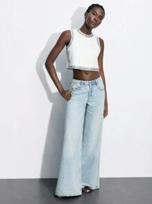 Maija Women Rhinestone Decor Tank Top For Back To School - White - View 7