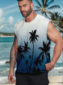 Manfinity RSRT Men's Plus Size Random Printed Sleeveless Tank Top - Multicolor - View 3