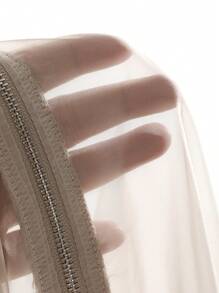 FRIFUL Zip Up Long Sleeve Bomber Jacket Sheer