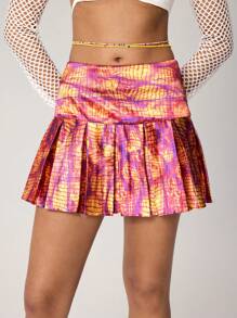 SV Pattern Studio Artist 女士休闲迷你裙，适合节日、派对、度假、春夏、海滩、节日、伊比沙岛装扮、西方服饰 - 粉色 - 查看 1