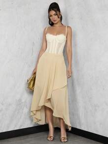 Zolique Women's Plain And Simple Everyday Ruffle Hem Skirt Fall Cloth For Women - Apricot - View 4