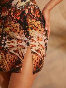 Hauture Bộ đồ liền thân và váy hở lưng in họa tiết bướm mùa hè - Nhiều màu - Xem 3