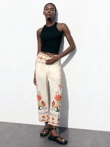 Maija Quần lưng thun in hoa dáng rộng thông thường dành cho nữ - trắng - Xem 2