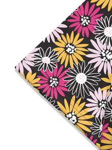 1pc Floral Print Short Sleeve Scrub Top - Multicolor - View 4