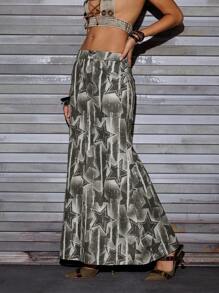 Umamao Estudio Artist Y2K 女士休闲优雅中长裙，适合度假、派对、节日、西装 - 棕色 - 查看 5