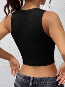 SHEIN EZwear Débardeur noir basique à col en V pour l'été - Noir - Voir 2