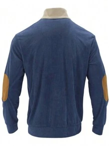 Men Color Block Polo Shirt For Spring And Autumn, For Fall