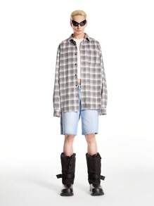 Manfinity Roghcode Pantalones cortos vaqueros sueltos y casuales de lino azul claro para hombre