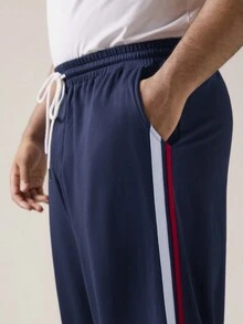 Manfinity VCAY Manfinity CozeMod男士加大碼休閒針織寬鬆錐形束口運動褲，中腰束繩長褲，適用於全年季節和日常穿著回去上學 - 藏蓝色 - 查看 6