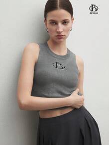 BizChic 女士流行修身款開肩無袖垂直空心針織上衣 - 灰色 - 查看 1