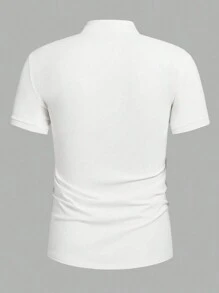 男士纯色短袖休闲办公 Polo 衫，夏季，适合打高尔夫