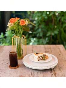 1PC Decor 12in Round Tray For Home Decor- White Wood Beaded Tray- Decorative Round Tray For Living Room Decor Coffee Table Decor Kitchen Table Decor Or Farmhouse Serving Tray - White - View 8