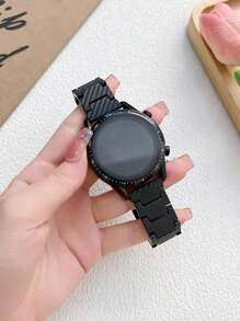 1条20mm/22mm男女通用黑色碳纤维纹理表带，时尚运动智能手表表带，兼容三星Galaxy Watch、和荣耀手表 - 黑色 - 查看 3