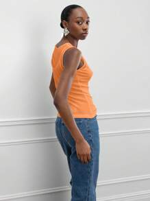 MISSGUIDED 刺绣徽标透明双层背心 - 橘色 - 查看 4