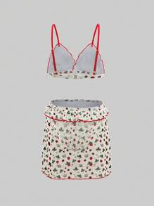 Bikini in họa tiết viền màu cho bé gái tuổi teen đi biển mùa hè, Bikini hai mảnh dây mảnh kèm chân váy phù hợp - Nhiều màu - Xem 2