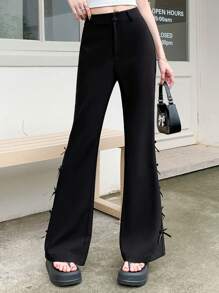 DAZY 女士蝴蝶結寬腿褲休閒長褲