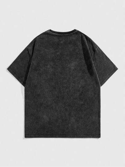 Street Life Camiseta casual de manga corta con impresión de letra de palmera para hombre en verano