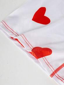 Men Heart & Letter Graphic Contrast Tape Boxer Brief - White - View 5