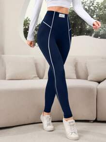 Mulvari Women's High Waist Letter Printed Decorated Casual Leggings