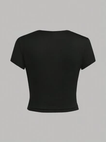 SHEIN Girlism 4入組青少女針織純色短袖休閒T恤套裝 - 淺藍色 - 查看 7