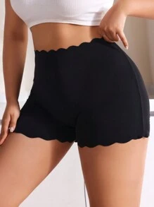 Snug Zone 3入組大尺碼純色安全短褲，帶有海螺邊緣細節 - 黑色 - 查看 4