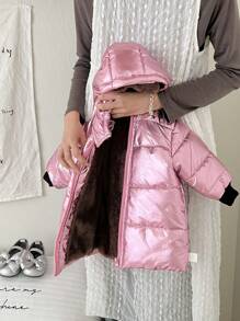 女宝宝冬季棉袄，加厚保暖 - 粉色 - 查看 7