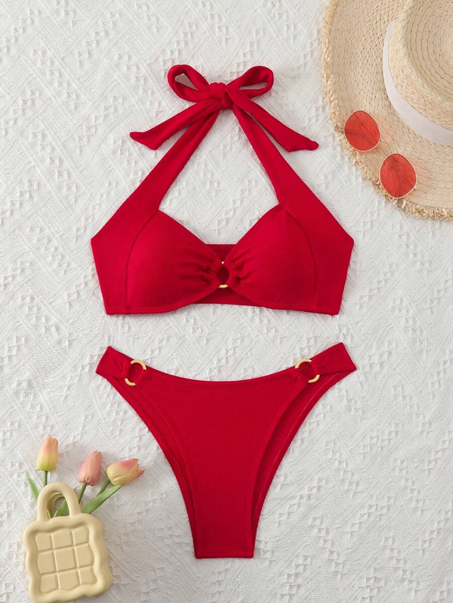 SHEIN Swim Bộ bikini màu trơn 2025