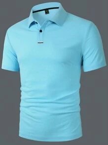 Manfinity Homme Men Summer Contrast Color Short-Sleeved Casual Commuter Polo Shirt (Random Cut) - Blue - View 5