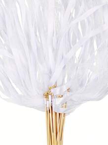 20/10/5/1pc White Lace Ribbon Wands, Silk Fairy Wands With Golden Bells, Wedding Ribbon Streamers, Suitable For Wedding, Party, Birthday, Holiday Decorations And Event Props - White - View 1