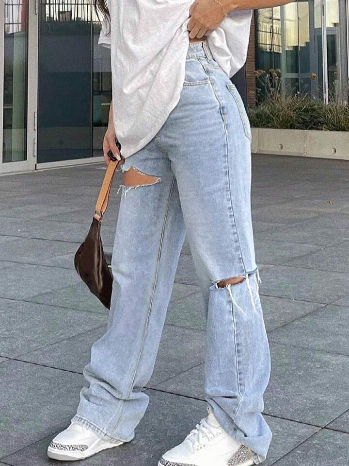 Jeans strappati larghi ragazza deals