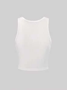 SHEIN EZwear Camiseta sin mangas con diseño de bandera de Brasil BRASIL para mujer estilo Y2K - Blanco - Ver 2