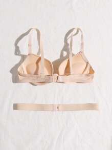 Women's Casual Beige Backless Push Up Bra With Slight Stretch Fabric - Beige - View 2