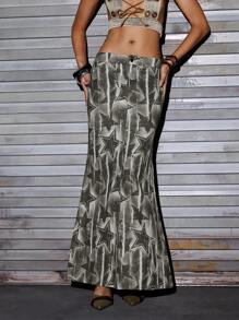 Umamao Estudio Artist Y2K 女士休闲优雅中长裙，适合度假、派对、节日、西装 - 棕色 - 查看 1