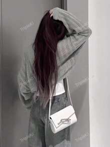 Solid Drop Shoulder Oversized Cardigan,Long Sleeve Tops