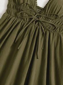 Soleia 女士純色腰部收緊細肩帶連身裙