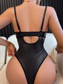 AltCore 3-Piece Set Women's Goth Sexy Lace Bodysuit Lingerie, Rave, Going Out - Black - View 2