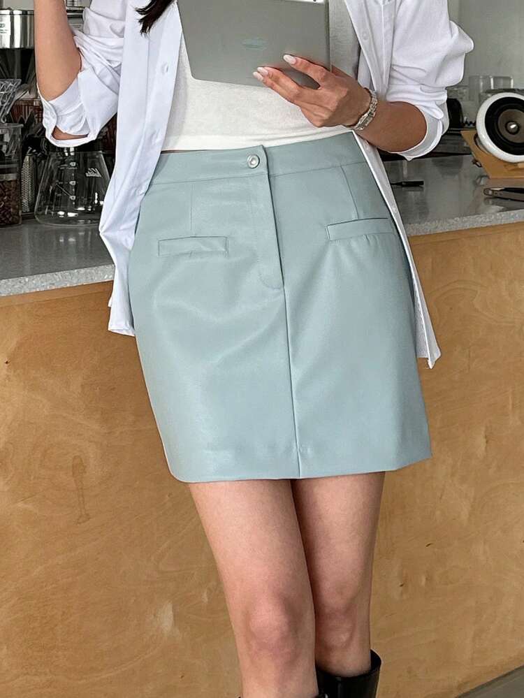 Ladies' Knee-Length Skirt With Inner Lining Fall Skirts