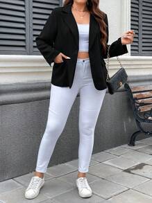 SHEIN Essnce 大尺碼修身款標準領商務西裝