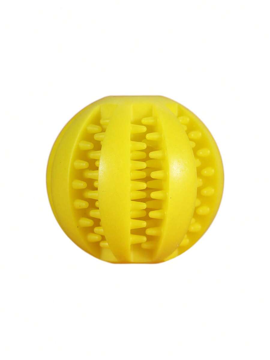 PETSIN 1pc Pet Slow Feeder Toy, Resilient Rubber Ball For Dogs' Teeth Grinding And Stress Relief - Yellow - View 1