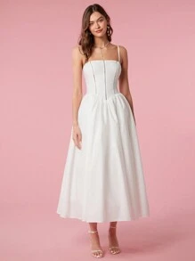 Enchnt 夏季實色背心長款連衣裙 - 白色 - 查看 5