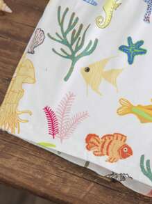 SHEIN Baby Girl Knitted Stretchy Cartoon Pattern Tank Romper, Casual For Summer - Multicolor - View 3