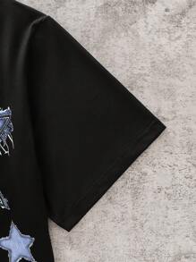 SHEIN 2 件套青少年男孩街頭時尚印花 T 恤和短褲套裝 - 彩色 - 查看 7