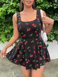 SHEIN EZwear 大码女式夏季印花针织背心连体裤，短款 - 彩色 - 查看 7