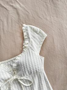 Soleia Camiseta ajustada de punto de textura sólida y dulce informal para mujer para verano, fiesta, vacaciones