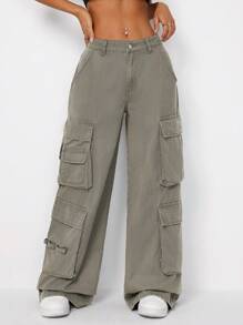 SHEIN ICON Women's Loose Fit Wide Leg Casual Jeans With Pockets