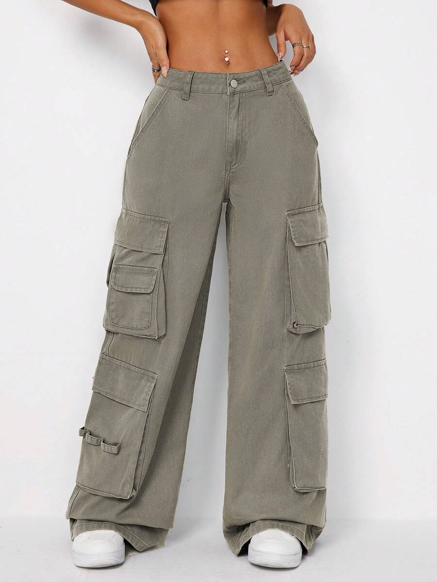 SHEIN ICON Women's Loose Fit Wide Leg Casual Jeans With Pockets